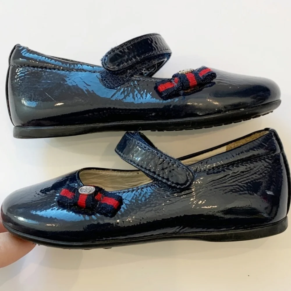 Gucci navy Mary Jane flats